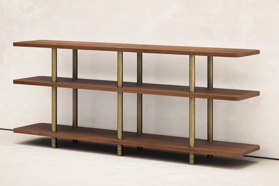 STRATA LOW SHELF Mixed Material wood and metal