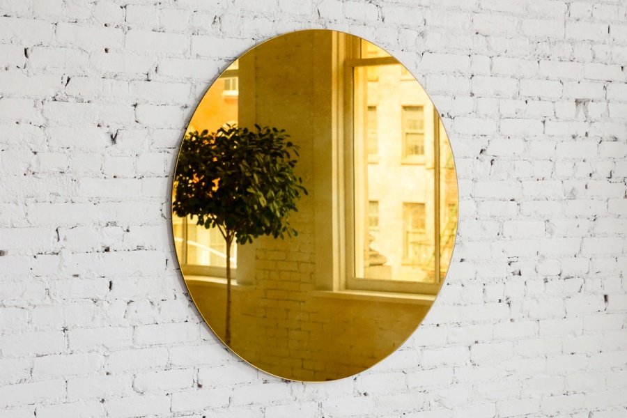 Low Profile Mirror in antique gold
