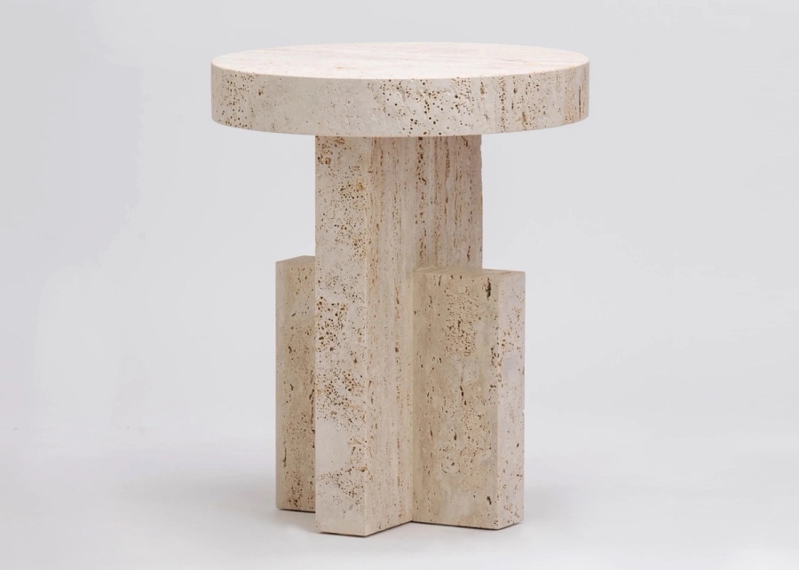 Planar Side Table in Travertine