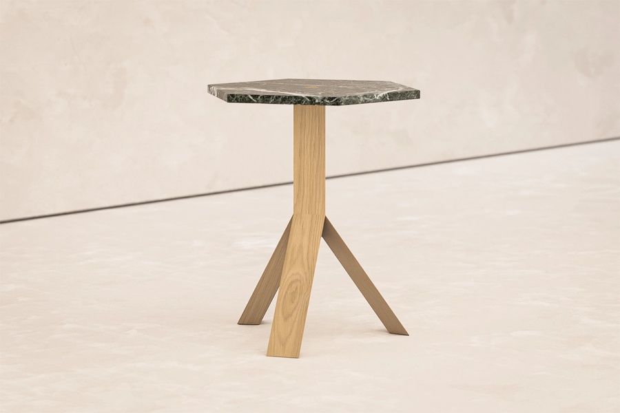 Elevate Side Table with Stone top and wood legs
