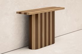 Cooperage Console in mixed Woods