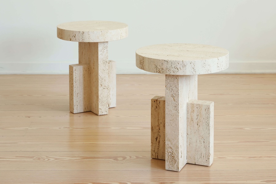 Planar Side Table in Roman Travertine