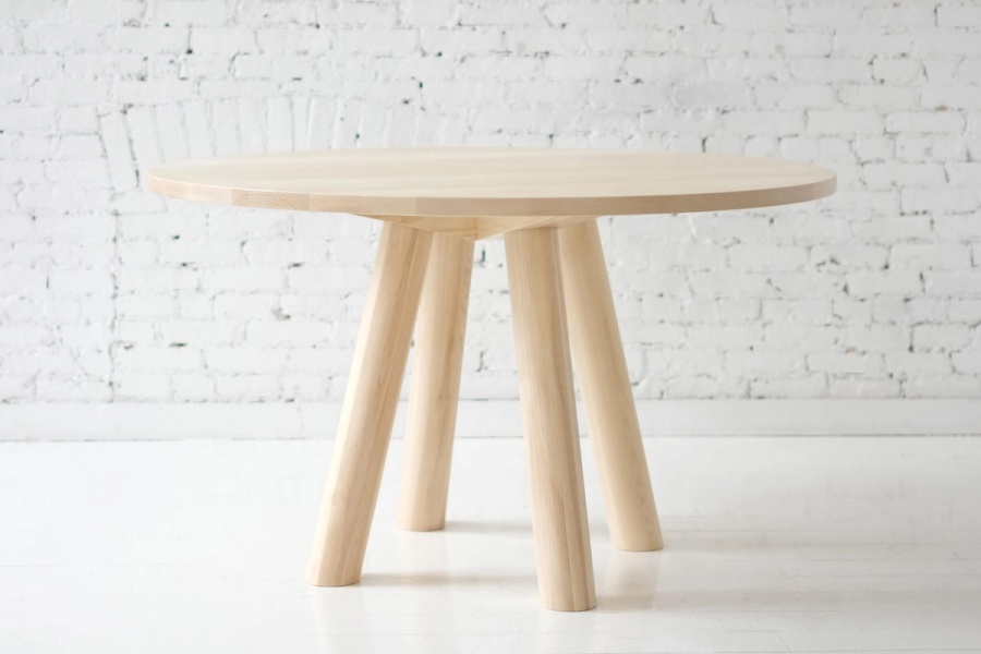 Round Column Dining Table with Angled Legs