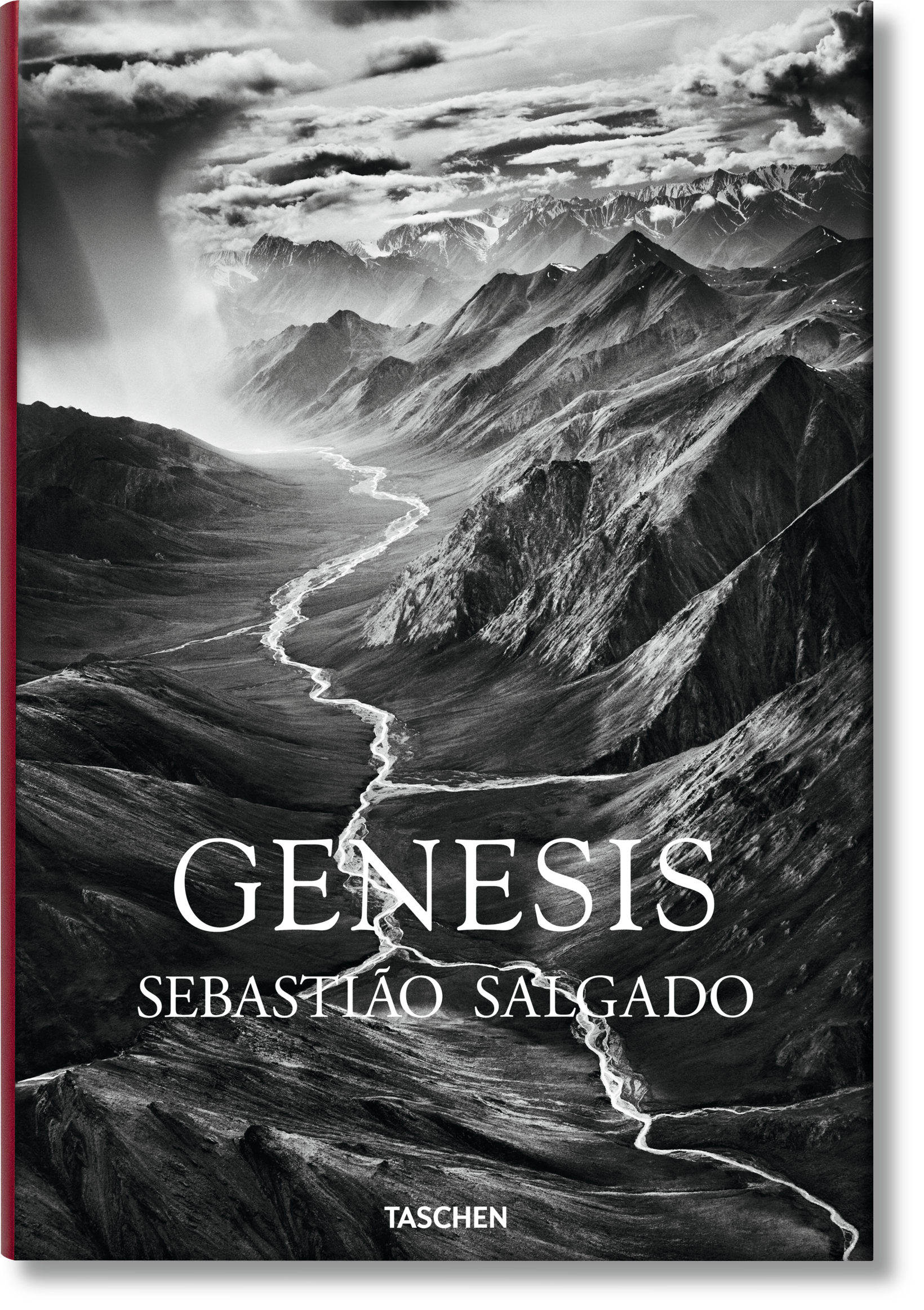 Portada de Génesis de Sebastião Salgado con vasto paisaje natural en blanco y negro