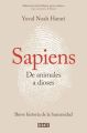 Portada de Sapiens: de animales a dioses de Yuval Noah Harari con silueta humana en fondo naranja