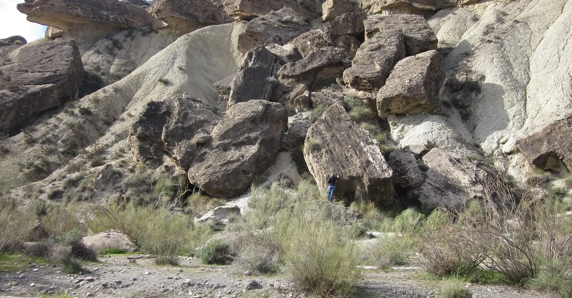 Rochers et ravines dans le désert de Tabernas, Almería