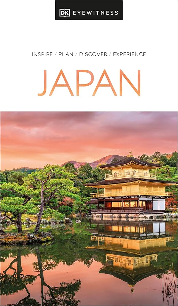 Portada de la guía de viaje Japón de DK Eyewitness con monte Fuji y cerezos en flor