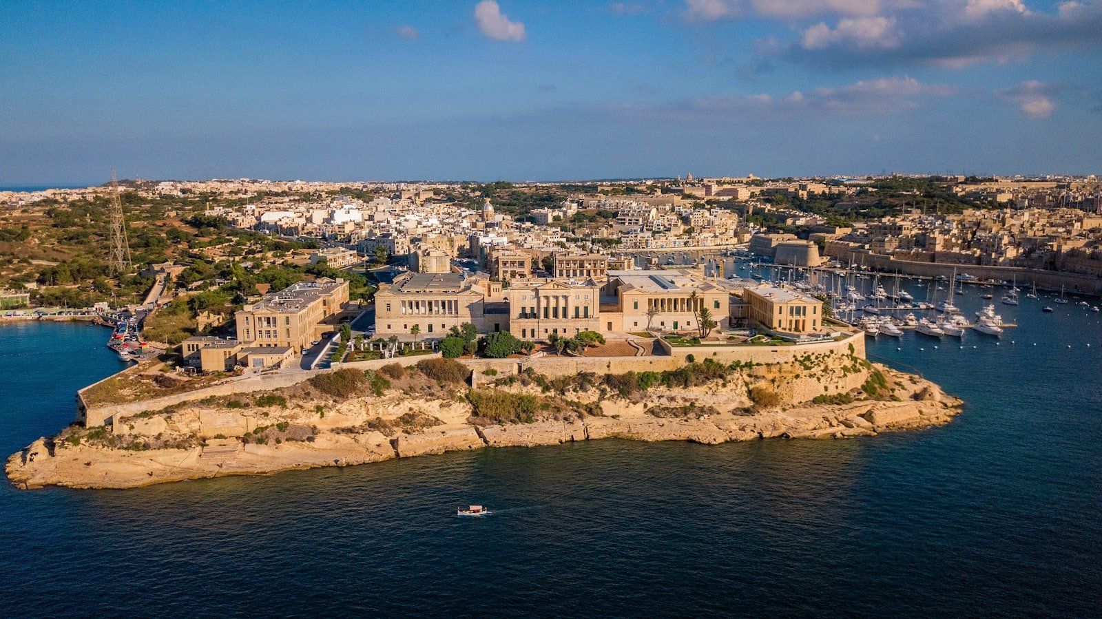 Aerial view of Villa Bighi in Malta.