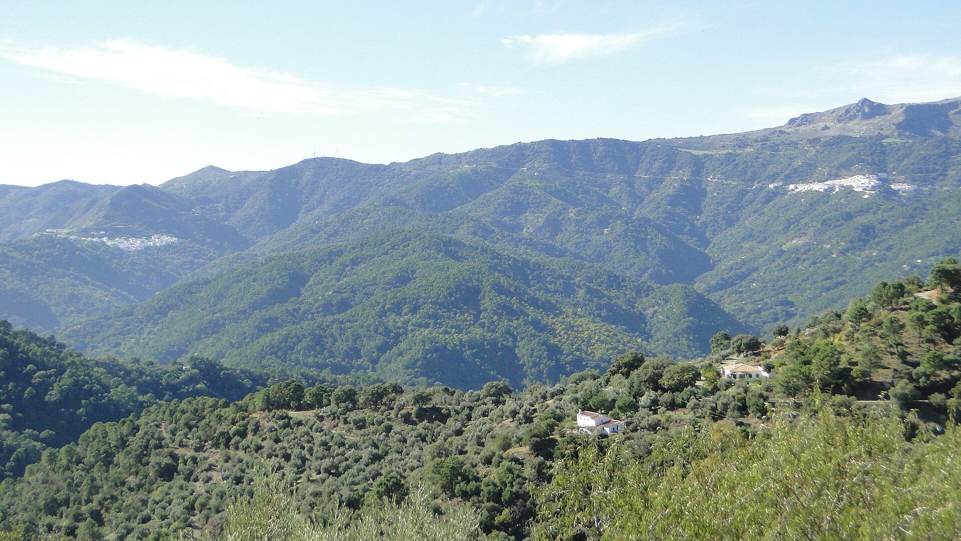 The Genal Valley seen from Jubrique, with white villages on the slopes
