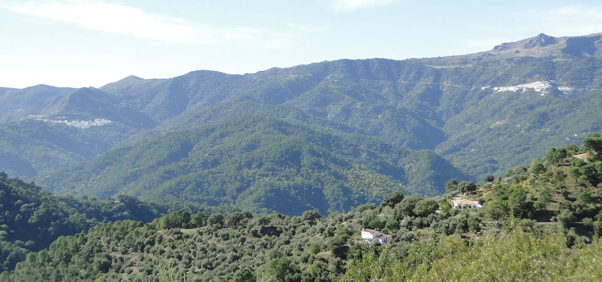The Genal Valley seen from Jubrique, with white villages on the slopes