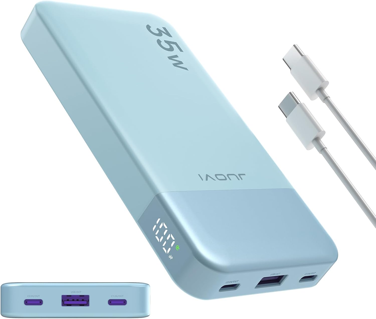 JUOVI power bank 10000mAh compacta viaje