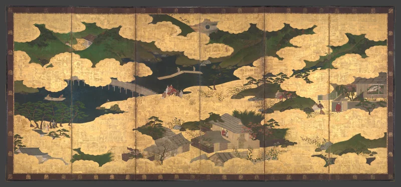 Ilustración antigua japonesa de Kogō y una procesión imperial, evocando la estética de los yōkai.