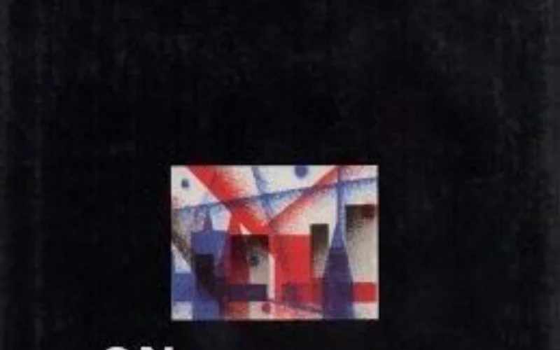 Portada del libro On the road de Jack Kerouac con fondo negro, formas abstractas en rojo, azul y blanco, y título en letras blancas grandes