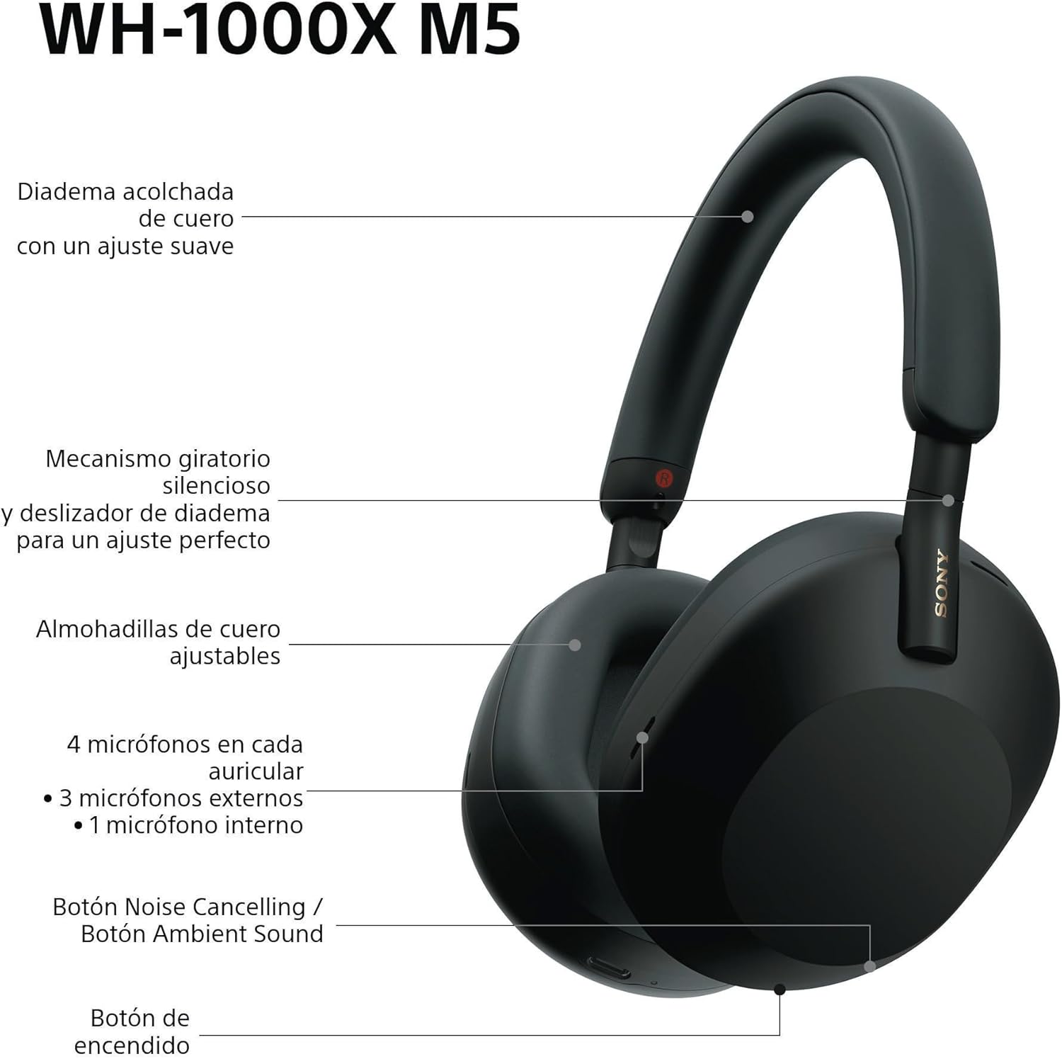 Sony WH-1000XM5 auriculares con cancelación de ruido negros