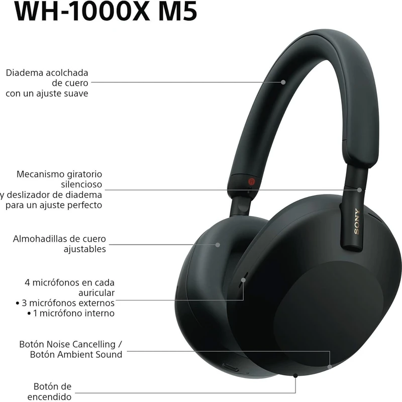 Sony WH-1000XM5 auriculares con cancelación de ruido negros