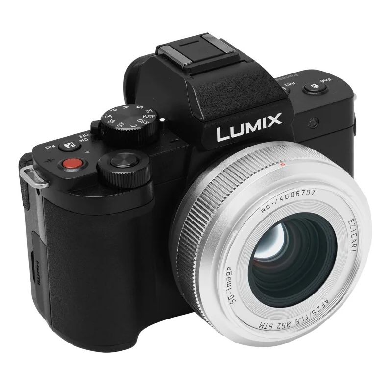 SG-Image 25mm f/1.8 MFT lens shown with mount facing camera