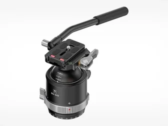 Sirui BH-60 black ball head with attached panning handle, Arca-Swiss quick-release plate and graduated base dial