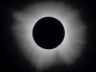 High-dynamic-range composite photograph of a total solar eclipse showing the sun corona during totality, photographed on April 8, 2024.