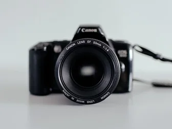 A vintage Canon EOS film camera with a 50mm f/1.4 lens photographed against a clean background, a still-life representative image for the Lightroom June 2026 update story