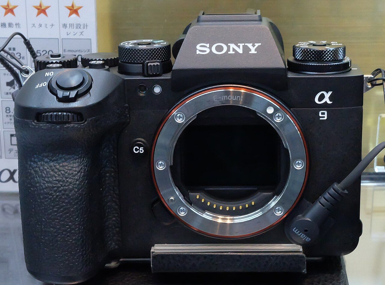 Sony A9 III mirrorless camera body showing the lens mount and grip