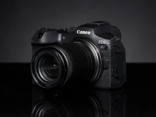 Canon EOS R7 mirrorless camera body, front view