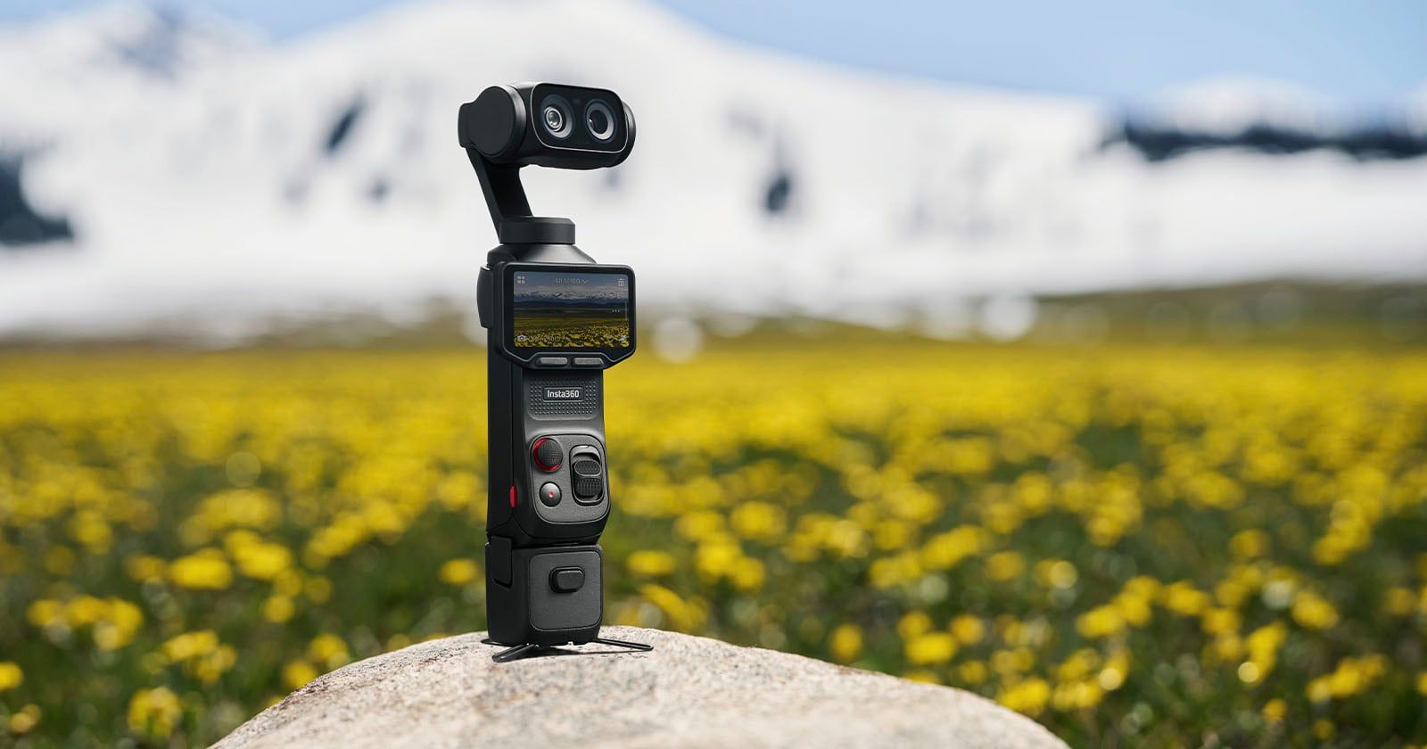 Insta360 Luna Ultra dual-lens Leica gimbal camera in the field with detachable OLED screen