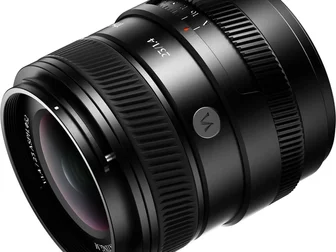 Thypoch Sculptor AF 23mm f/1.4 lens for Fujifilm X-mount, black barrel with a manual focus ring and aperture ring, shown against a white background
