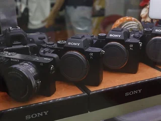 Mirrorless cameras display in 2026 camera store