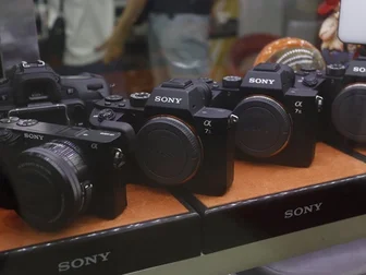 Mirrorless cameras display in 2026 camera store