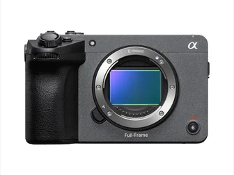 Sony FX5 full-frame cinema camera body — top control layout with multi-function dial and tally lamps, from the official Sony EU press release