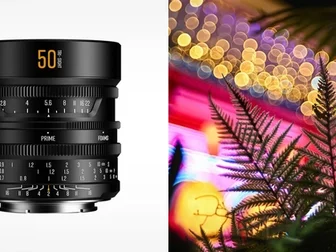 Brightin Star 50mm f/2 TRI-SIGHT lens on a camera body showing the three-mode rendering switch ring