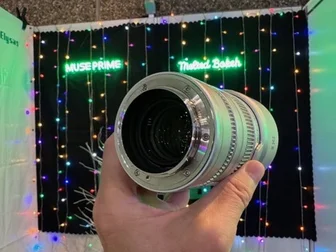 ELYSAS MUSE Air Prime 32mm F1.7 prototype on display at the ELYSAS booth, IBC 2026 Amsterdam.