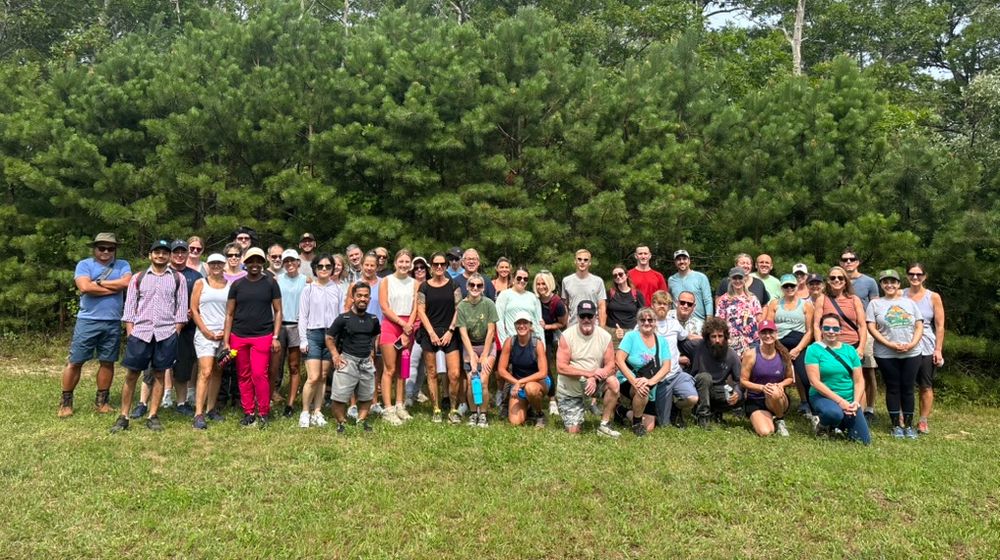 Group photo of the 50+ people at Sober & Curious Boston's first Cape Cod event
