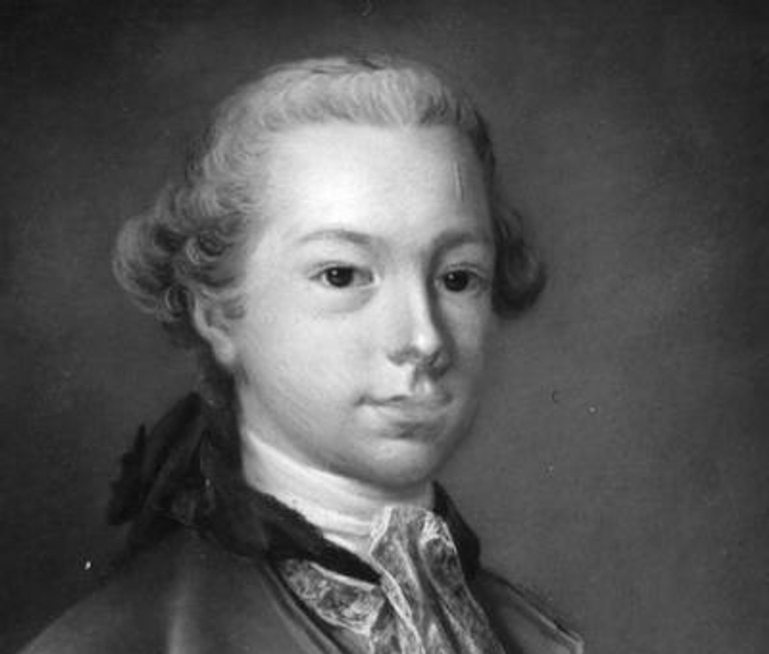 Historisk portræt af Antoine Bosc de la Calmette, som opførte Liselund Slot i 1790'erne, malet i fornem 1700-talsdragt.