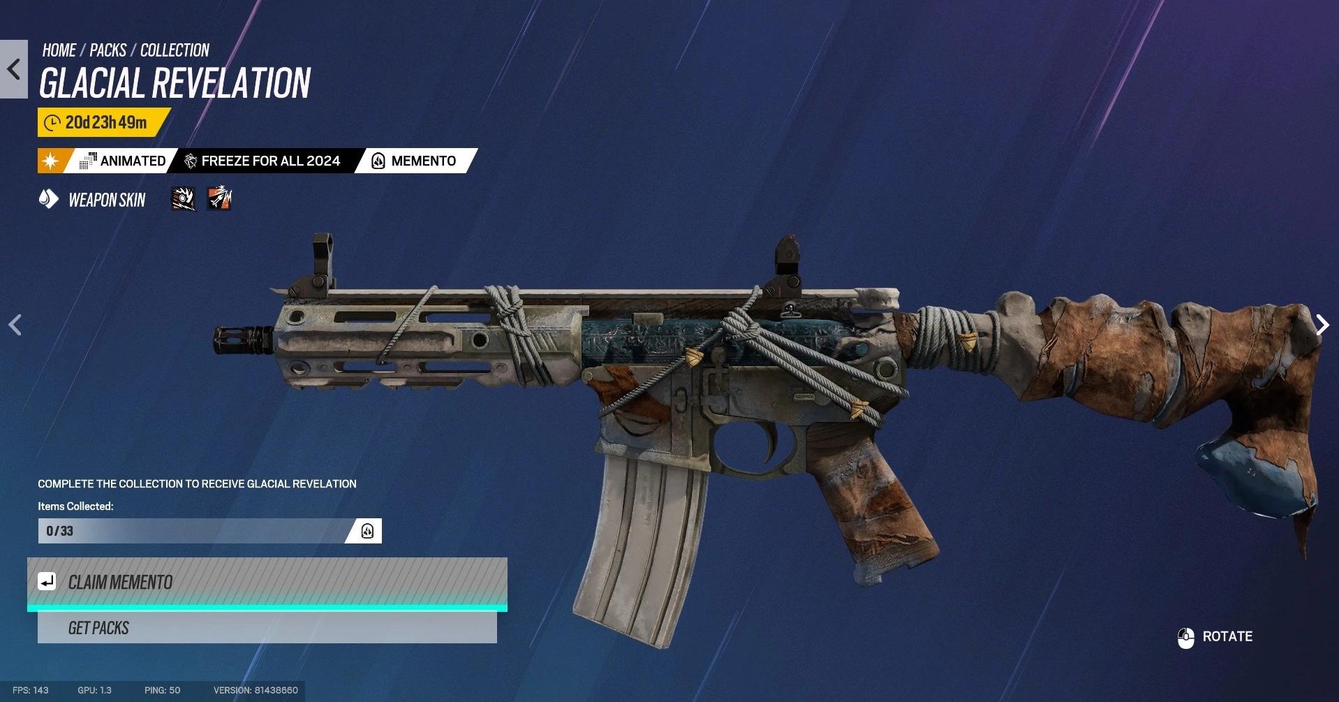 Freeze For All Memento weapon skin: Glacial Revelation — SiegeGG