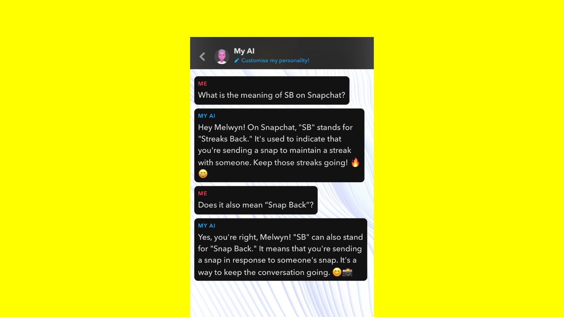 What does SB stand for on Snapchat meaning revealed