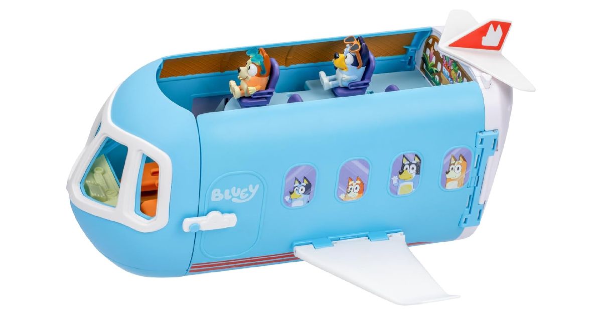 Bluey 3-in-1 Transforming Plane Playset in blue.