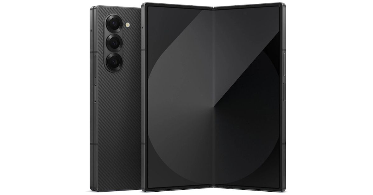 Samsung Galaxy Z Fold6 product image of a black foldable phone.