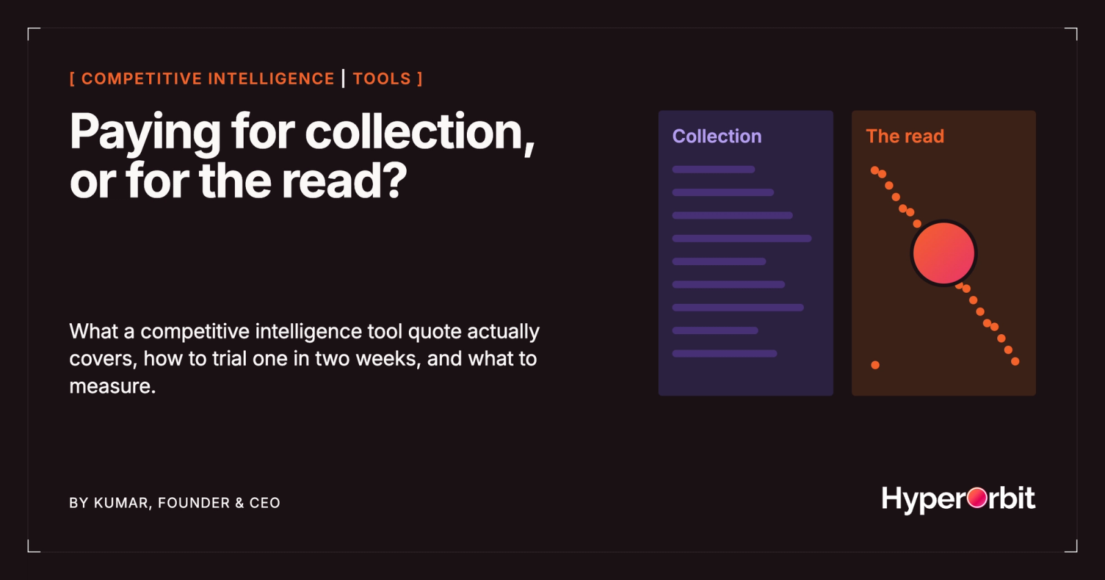 Paying for collection, or for the read: what competitive intelligence tools actually charge for
