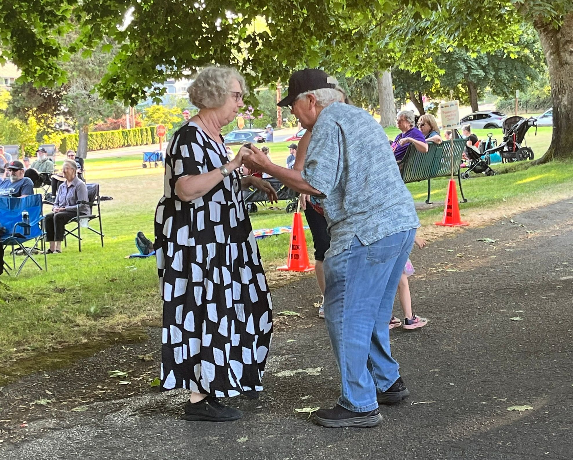 An older couple making moves