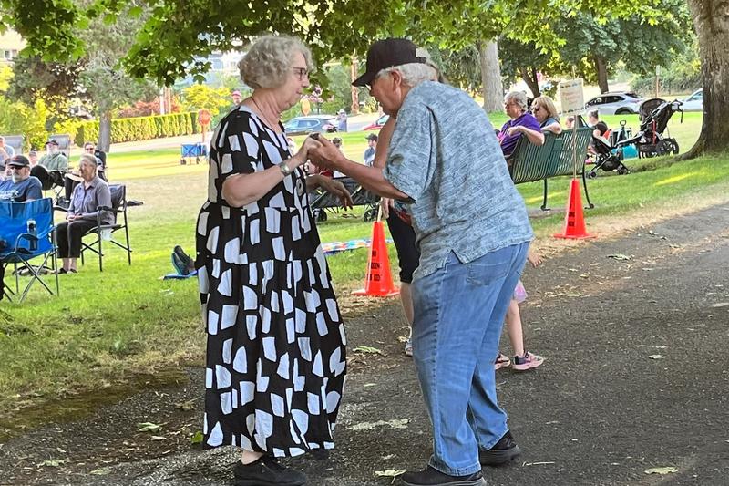 An older couple making moves