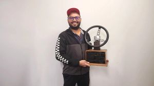 Happy Singh with the Driver Trophy