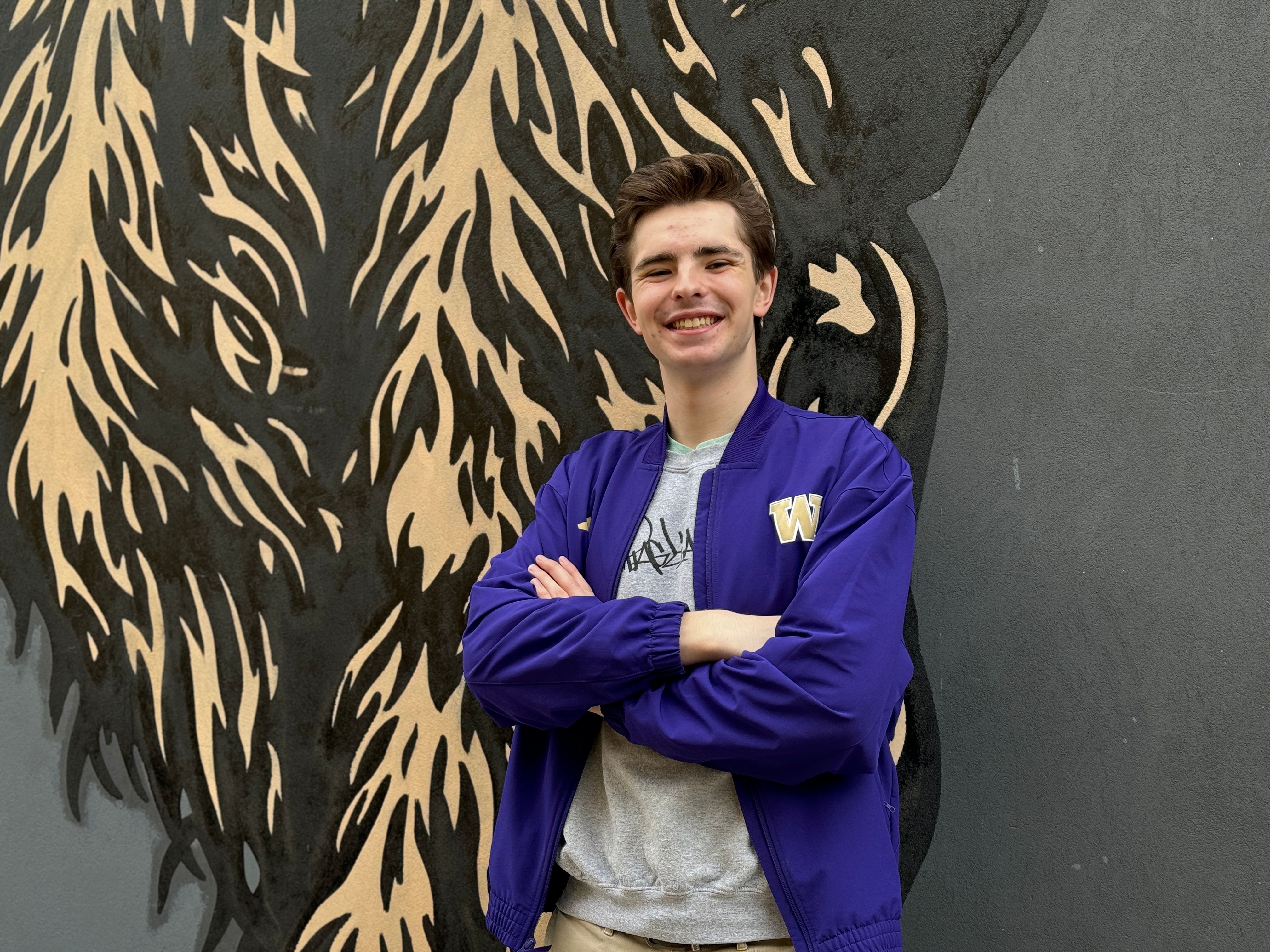 Bridger Bourke, a UW drum major, biochemistry student, and Pagliacci employee.