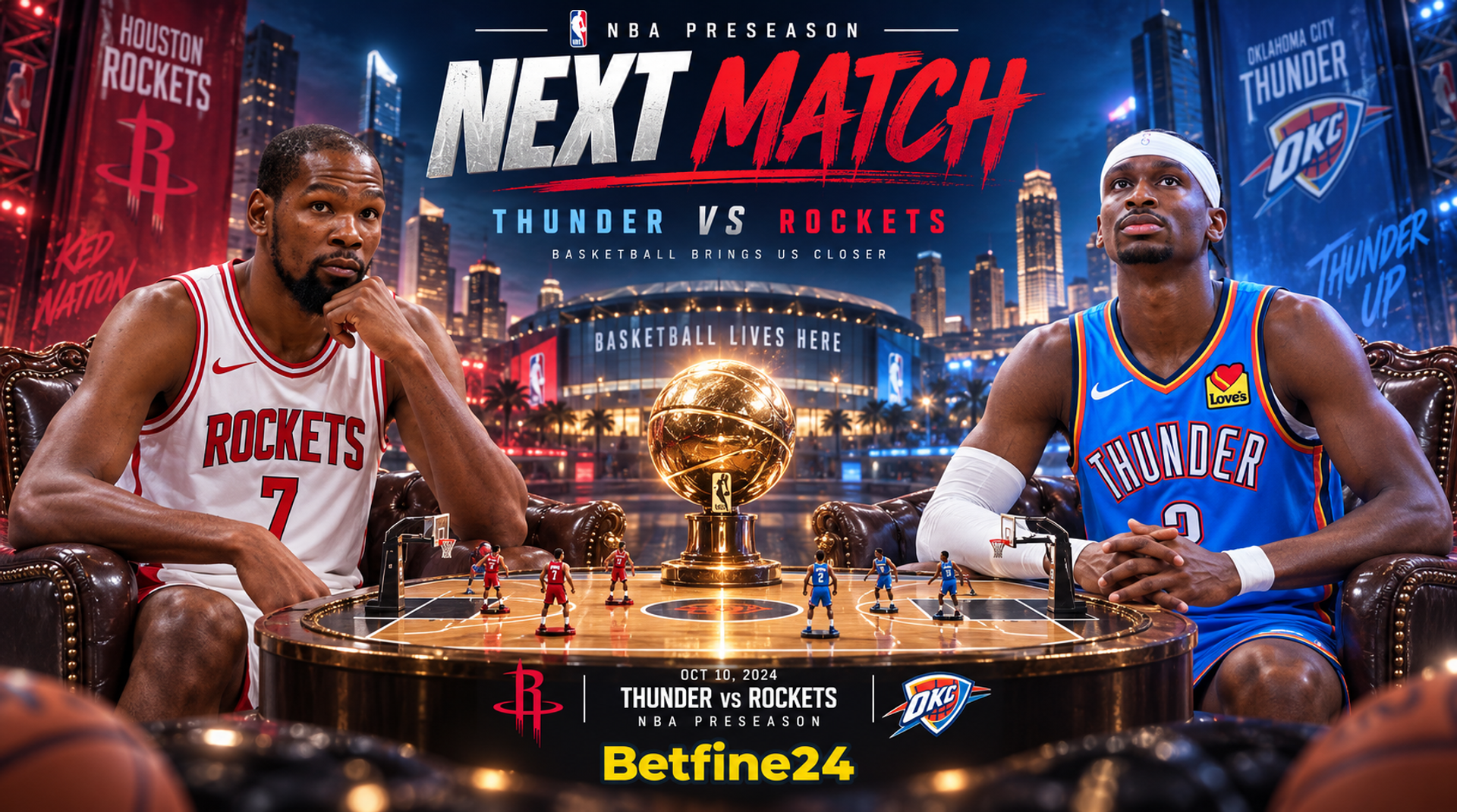 Thunder vs Rockets pronóstico gratis - NBA - Pretemporada - Betfine24