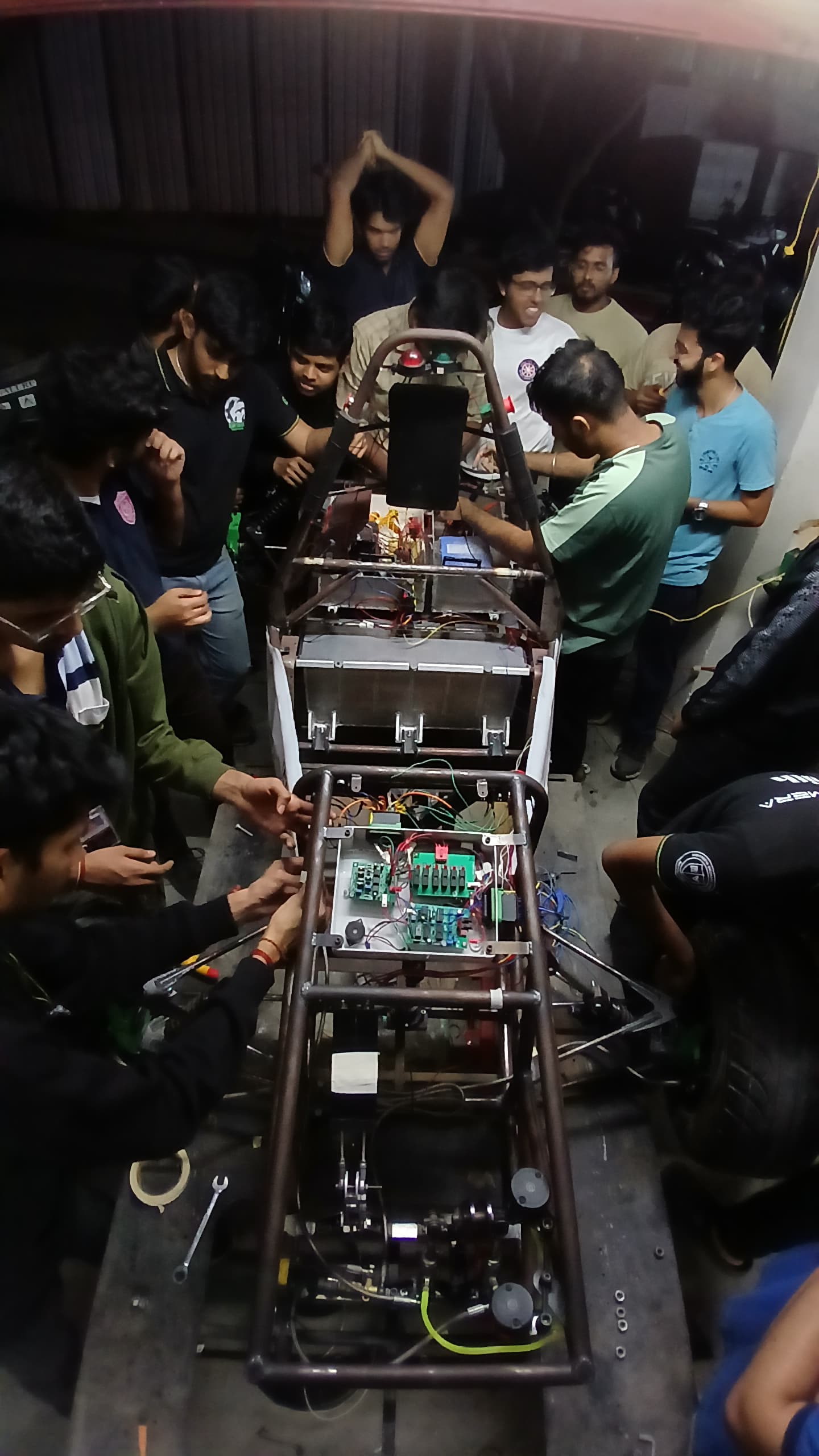 Students working on electronics