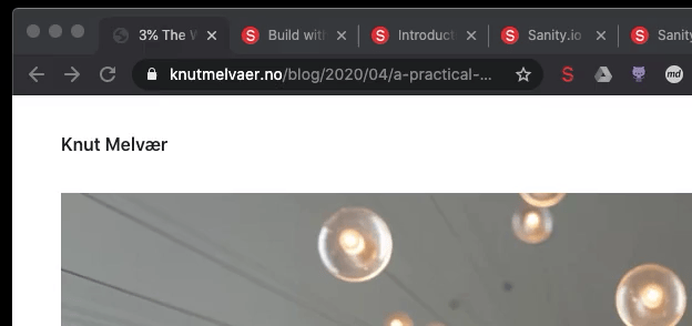Screen grab of scrolling a page while the percentage in the title updates