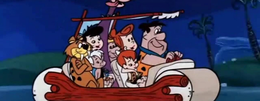 The Flintstones in their ride