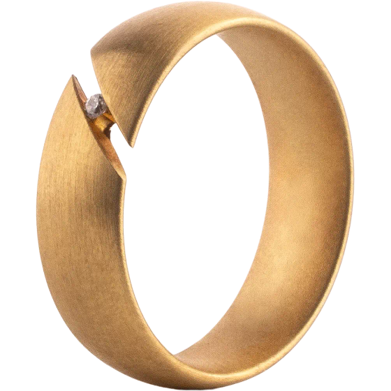 Verlobungsring als Solitär mit Brillant in einer Weißgoldschiene