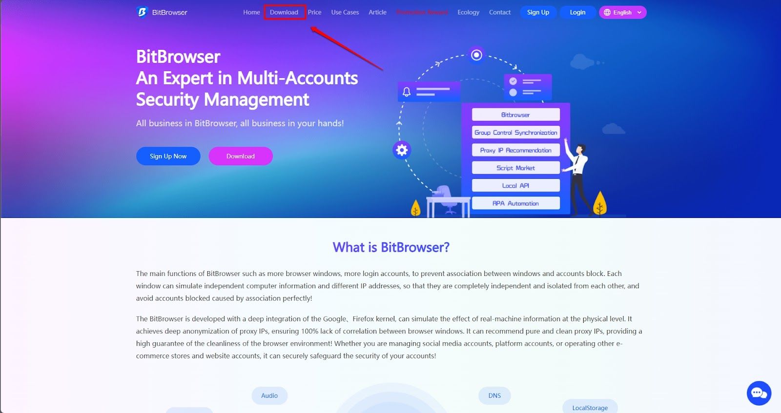 BitBrowser home page.