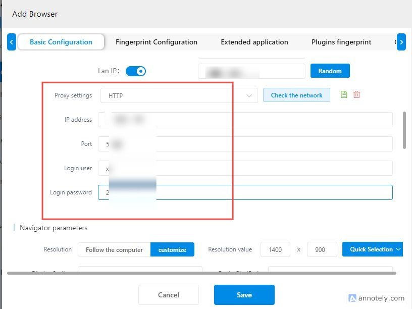 Customizing the proxy details